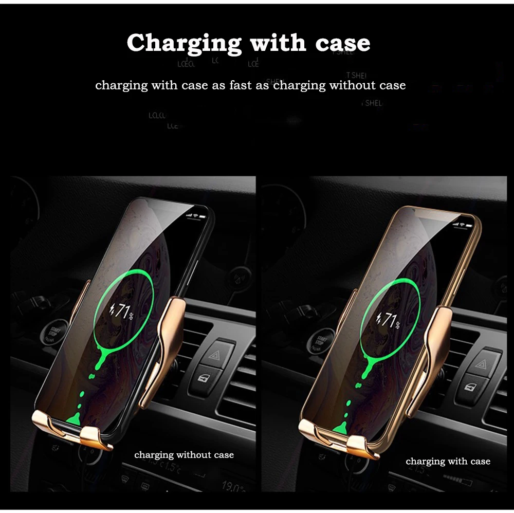 06R2 Wireless Car Charger Infrared Auto Clamp Charge Mount 