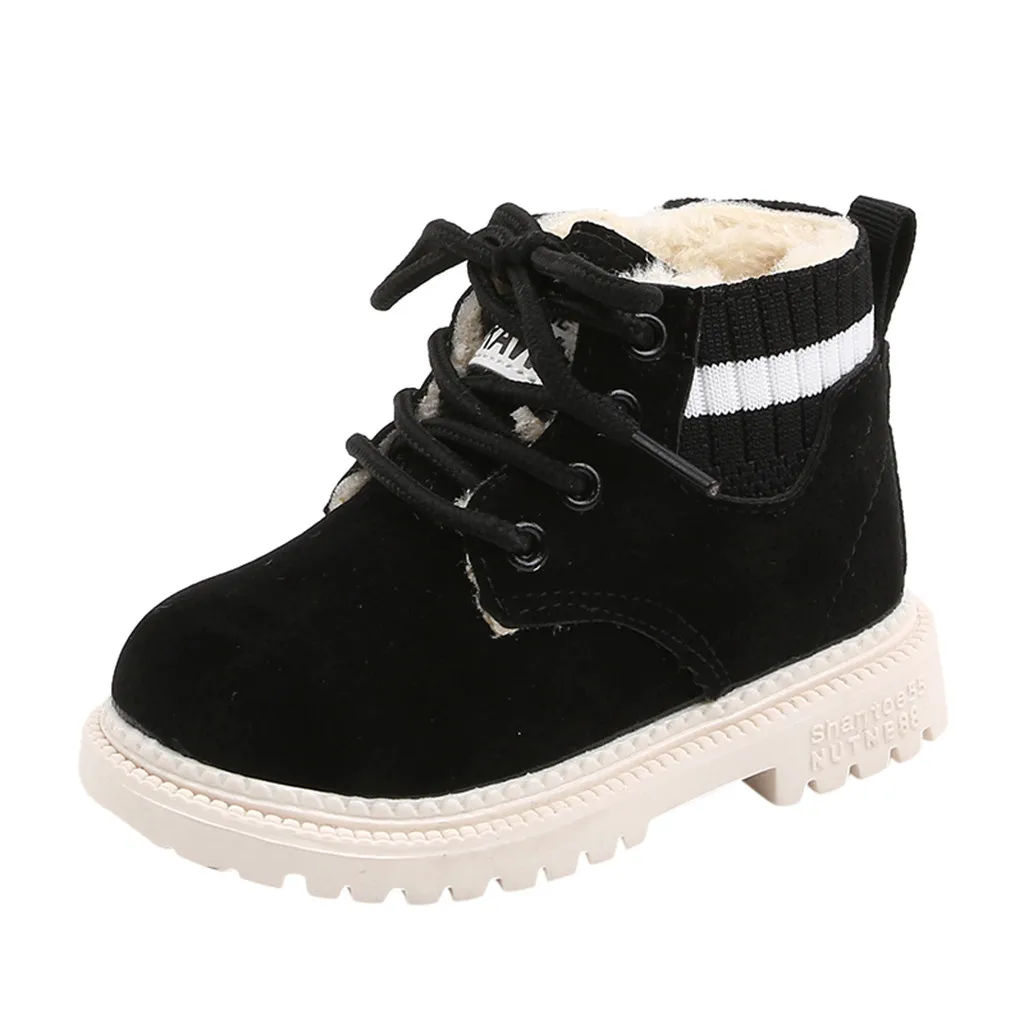 Новые детские ботинки; зимние ботинки; теплые ботинки для маленьких девочек и мальчиков; обувь на шнуровке; короткие ботильоны; ботинки для девочек;# guahao