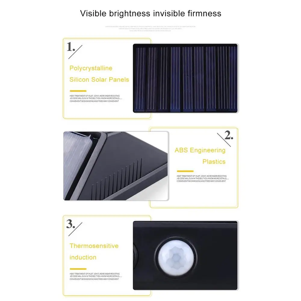 Outdoor Solar Wall Lights Three-Function Solar Body Sensor Wall Light Outdoor Waterproof Garden Flood Light