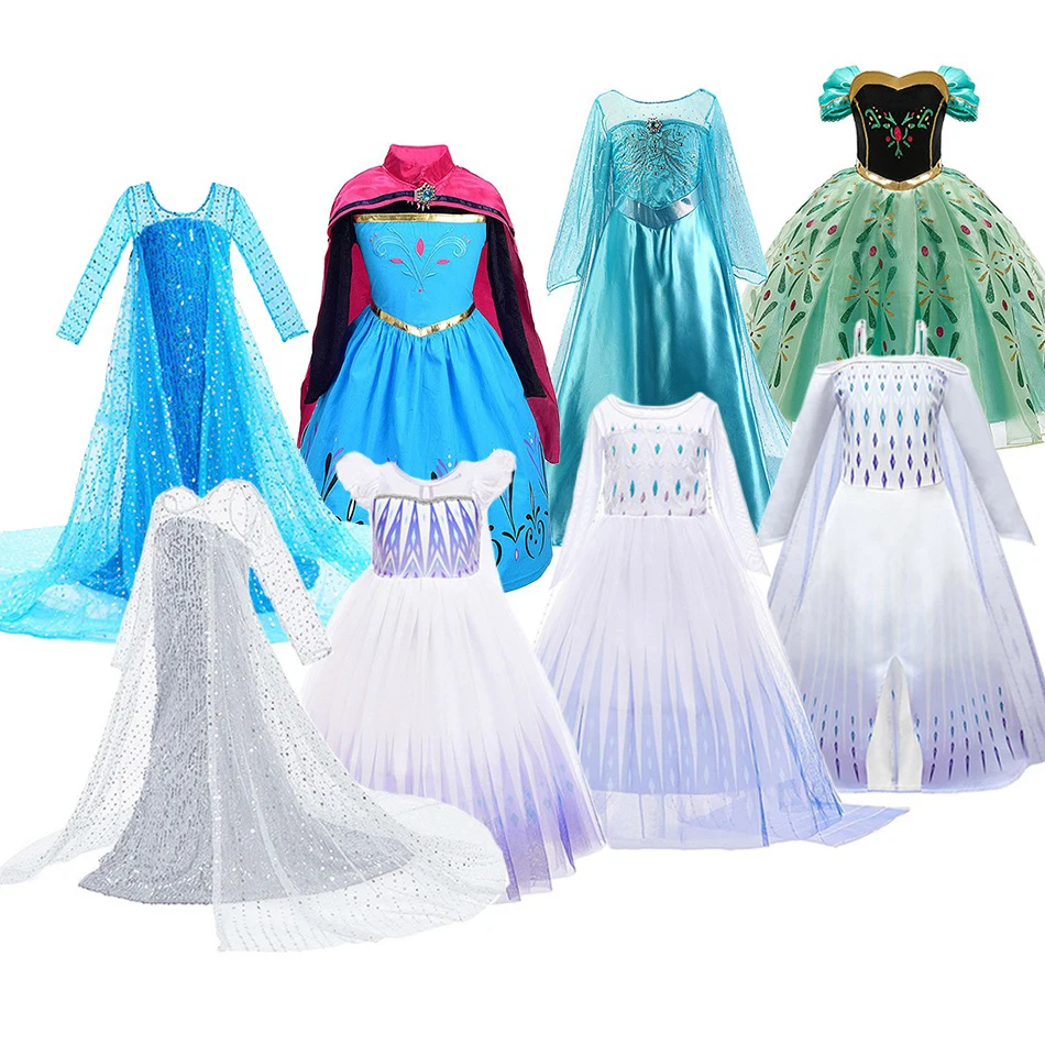 Elsa-Dress Costume Snow-Queen Fancy Birthday-Party Girls Kids Cosplay Anna Disguise 2-Elza