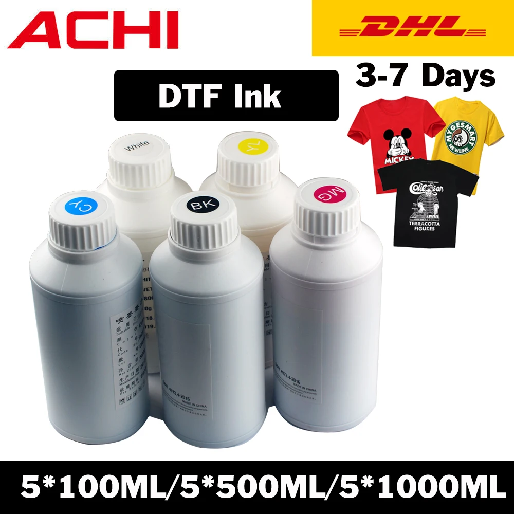 

fast ship 5*100ML/5*500ML/5*1000ML DTF Ink Kit Film Transfer Ink For DTF Direct Transfer Film Printer For DTF PET Film Printing