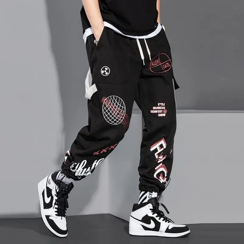 Hip Hop Fashion Pants Japanese Streetwear Pants Graphic High Street  Sweatpants Men Spring Long Black Pants Stylish Clothing