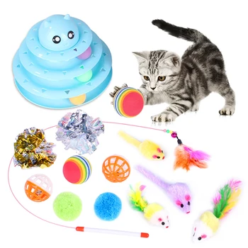 

Fun Pet Plush Nibble Toy New Toy Set Cat Channel Funny Cat Stick Cat Bell Mouse Plush Nibble Toy Pet Supplies Value Combination