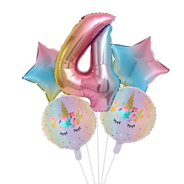 Rainbow Unicorn Balloon Number Foil Globos 1 2 3 4 Years Old Birthday Party Decoration Kid Unicorn Theme Party Wedding Balls Toy set 13