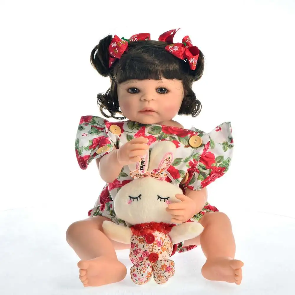 Горячая 22 дюймов силиконовые полный тело Reborn Baby кукла игрушка для девочки принцесса детская игрушка одежда розовый комбинезон детский подарок на день рождения