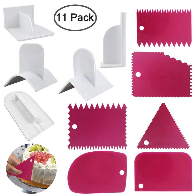  11pcs Irregular Teeth Edge Cream Scraper Cake Trapezoid Spatula Cutter Cake Smoother Polisher Surfa