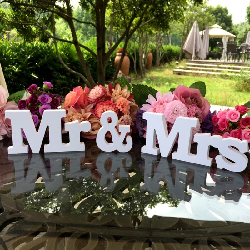 D08D свадебное украшение Mr & Mrs белые деревянные буквы знак для фотографий | Дом и