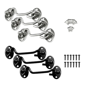 

3 Pack 4 inch Stainless Steel Gate Latch Lock Cabin Hook and Eye Barn Door Latch