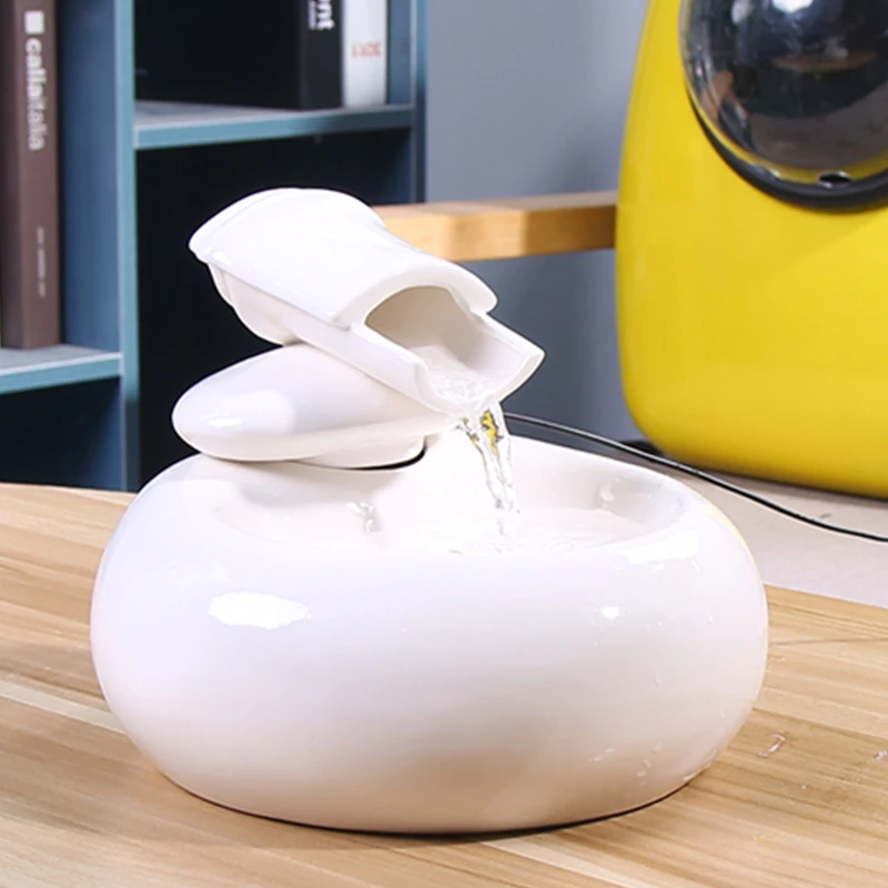 Автоматический керамический фонтан для воды для кошек из США/ЕС/USB, миска для еды, товары для домашних животных, чаша для питья для кошек, собака, немой диспенсер