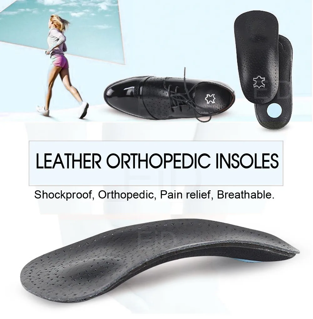 Кожаные ортопедические стельки для ухода за ногами для плоской стопы, поддержка свода стопы 25 мм, ортопедические силиконовые половинчатые стельки для мужчин и женщин