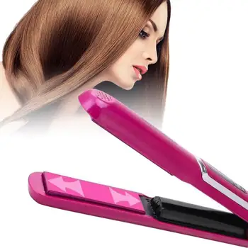 

New 2in1 Twist Hair Straightener Hair Curling Straightening Iron Curler Rose Red Straight Roll With Mini Electric Plywood Hair