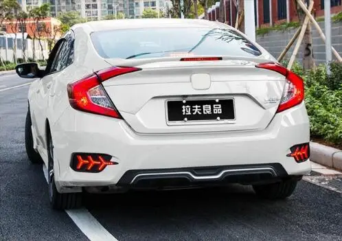 Белый Для Honda Civic ABS краска заднее крыло багажника выступ Спойлеры(с лампой - Цвет: Белый