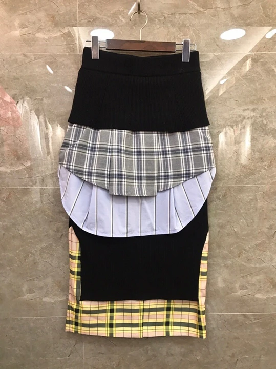 

The new autumn and winter 2019 women's wild street fight color plaid skirt 1127