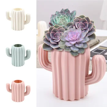 

Nordic Style Pen Holder Cactus Plastic Vase Wedding Party Home Unbreakable Creative Storage Box Desk Organizer