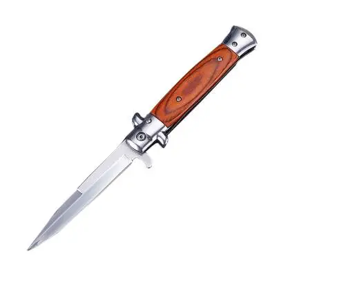 wood red handle Итальянский мафиозный нож AKC, классический нож для геймеров, складной Ретро нож, складной нож, нож для выживания с круглой кнопкой - Цвет: wood red handle