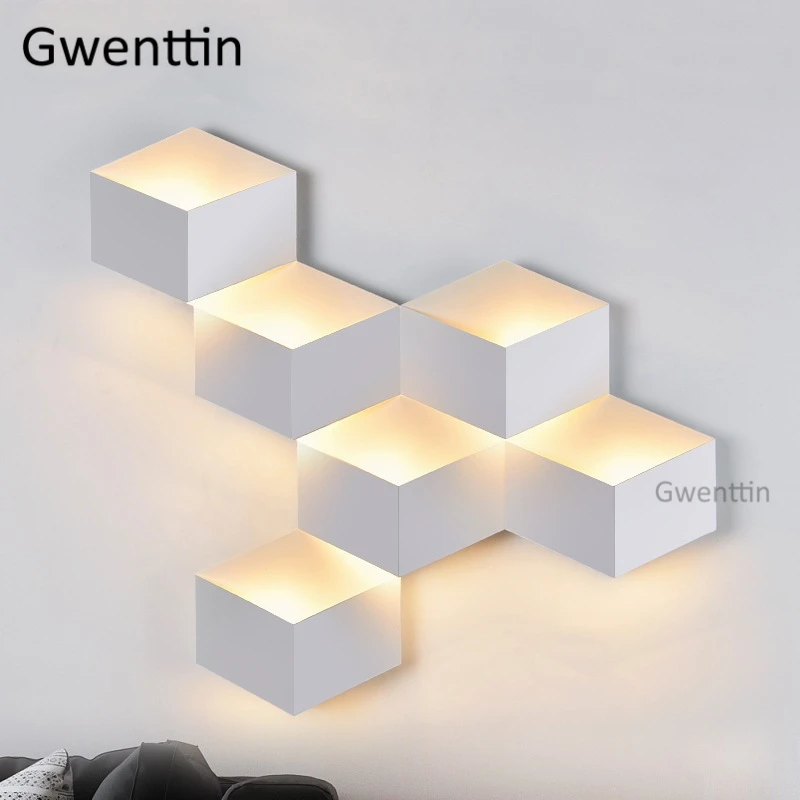 Nordic DIY 3D Геометрия настенный светильник светодиодный свет зеркала современный настенный светильник для дома спальня прикроватной