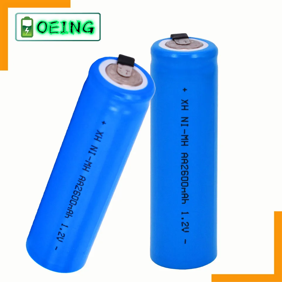 Новый оригинальный 1 2 V AA батарея 2600 мА/ч 2A Ni-cd Ni MH сотовый синий корпус с вкладками