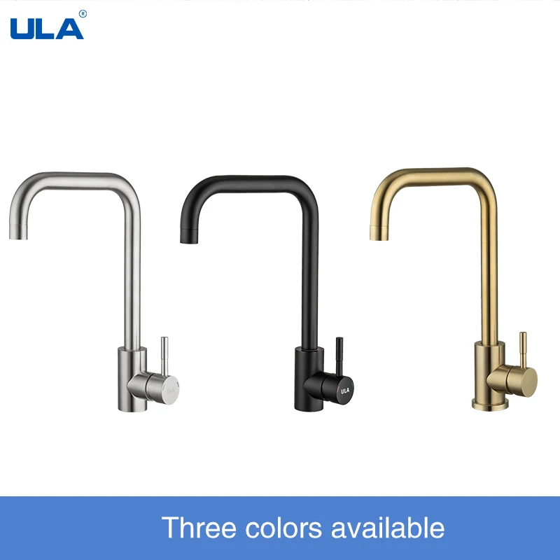 

ULA Stainless Steel Kitchen Faucet Black Gold 360 Rotate Tap Kitchen Faucet Deck Mount Cold Hot Water Sink Mixer Taps Torneira