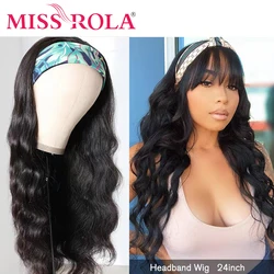 Miss Rola Brazilian Body Wave Headband Human Hair Wigs 100% Human Hair 12-26 Inch Natural Color Remy Hair Curly Wig 180% Density