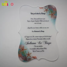 Горячая Распродажа Заказная индивидуальная печать прозрачное акриловое Свадебное приглашение Морская звезда карта, печать Морская звезда конверт подходит DIY