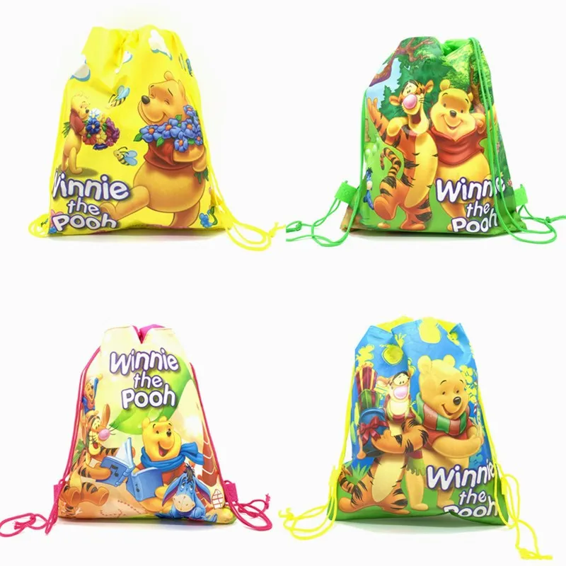 New Winnie Pooh Disney Bear Non-woven Fabric Drawstring Backpack Gift Bag Storage Kids Boys favor school bags Party Supplies | Дом и сад