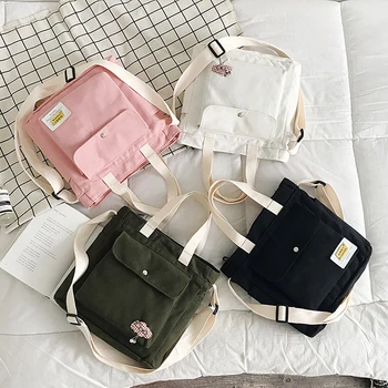 

New Women Handbags Tote Cotton Canvas Foldable Recyclable Shoulder Messenger Bag Female Youth Leisure Bucket Bag Girl