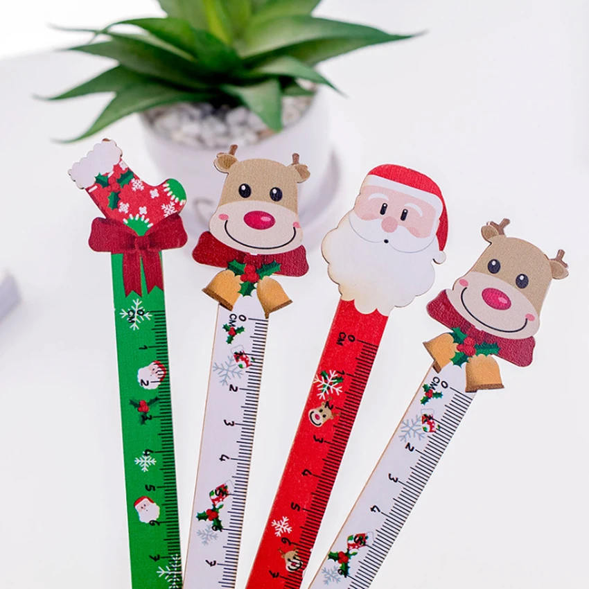 

1pcs/lot Korean Santa Clown cactus design Wooden Measuring Straight Rulers Bookmark Drawing Ruler Stationery School Supplies