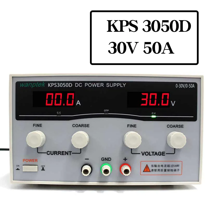 

Wanptek KPS3050D High precision High Power Adjustable LED Dual Display Switching DC power supply 220V 30V/50A