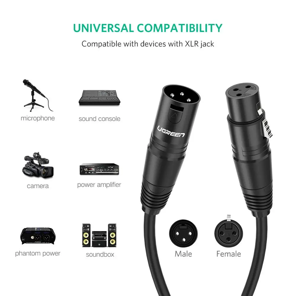 Ugreen-cabo de Extensão para Microfone Xlr Karaokê Mixer Amplificador de Áudio - Image 5