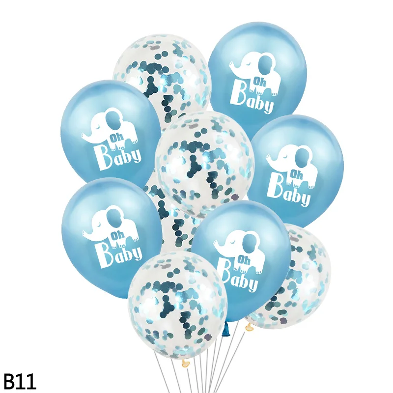 B11-10pcs 10 шт. 12 дюймов синий розовый слон латексные шары и красочные конфетти шары для душа ребенка Дети День Рождения Декор воздушные шары - Цвет: B11-10pcs