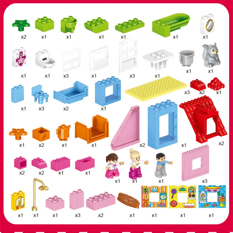 Duplos/дом друзей, семейный дом, розовый город, девочка, принцесса, фигура, дом, дети, строительный блок, образовательный Подарок для 10505