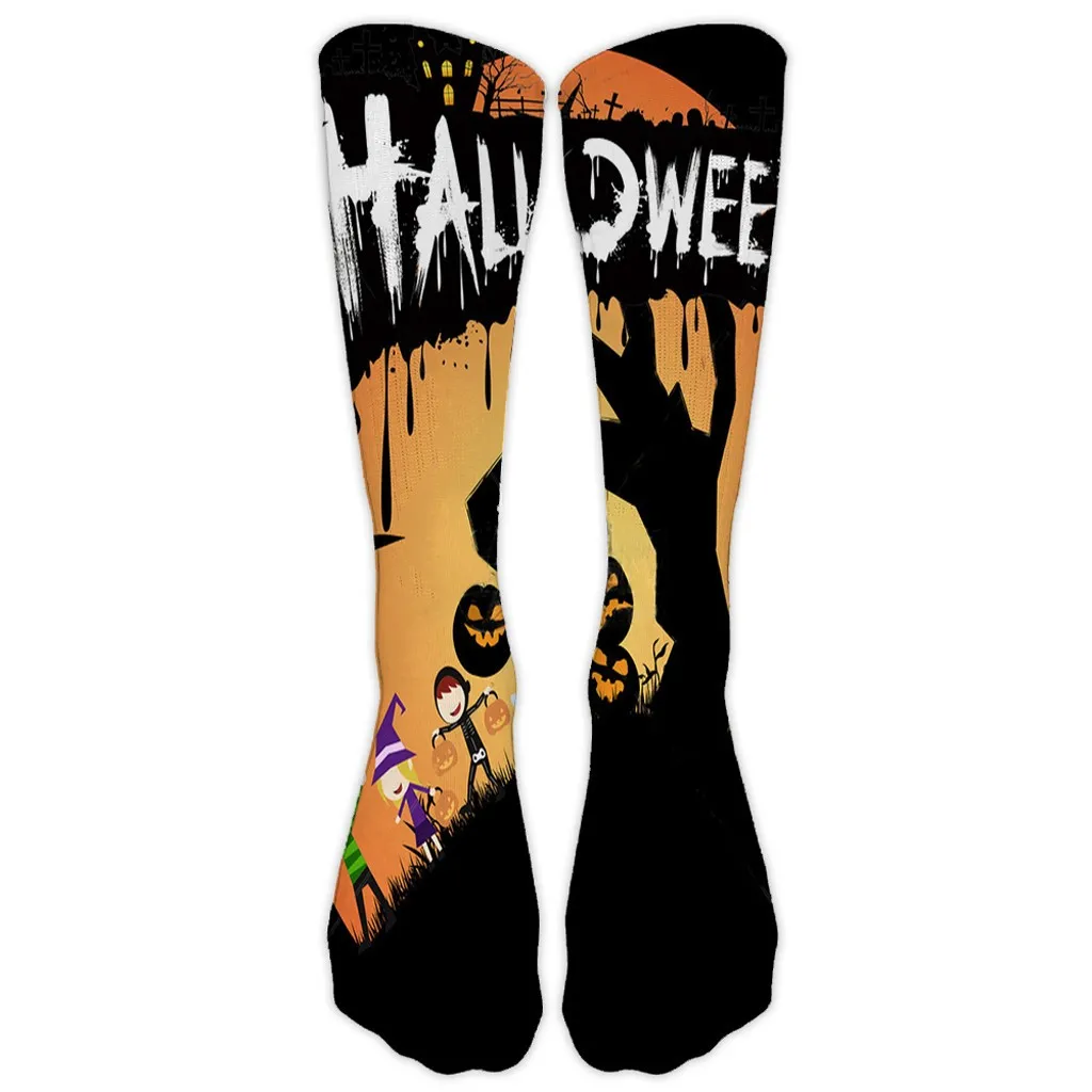 3D Halloween Funny Socks Unique Design Pumpkin Printing Medium Sports Casual Work Business Socks Soft and Easy Cleaning - Цвет: As photo