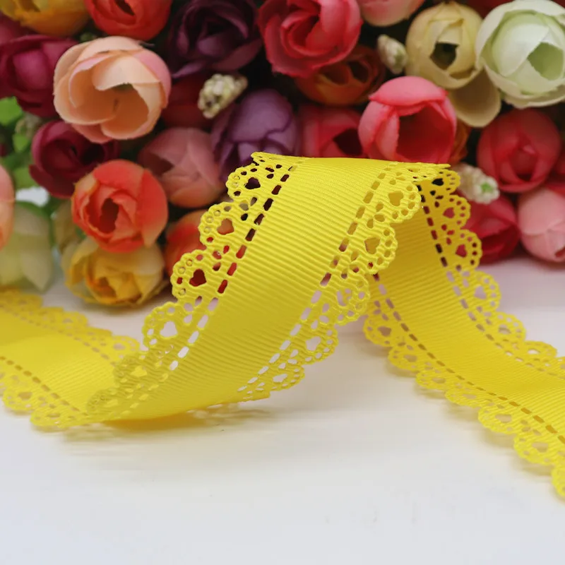 50 ярдов полые кружева Grosgrain лента персиковая лента для сердца 30 мм пробки для бутылок DIY ремесла аксессуары ручной работы M19042702 - Цвет: 645