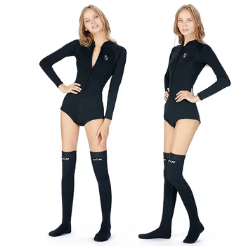 

One-Piece Bikini Wetsuit & Stocking Women 2MM Neoprene Swimwear Quick-drying Skin Diving Suit Sun-proof Snorkeling Surfing Suit