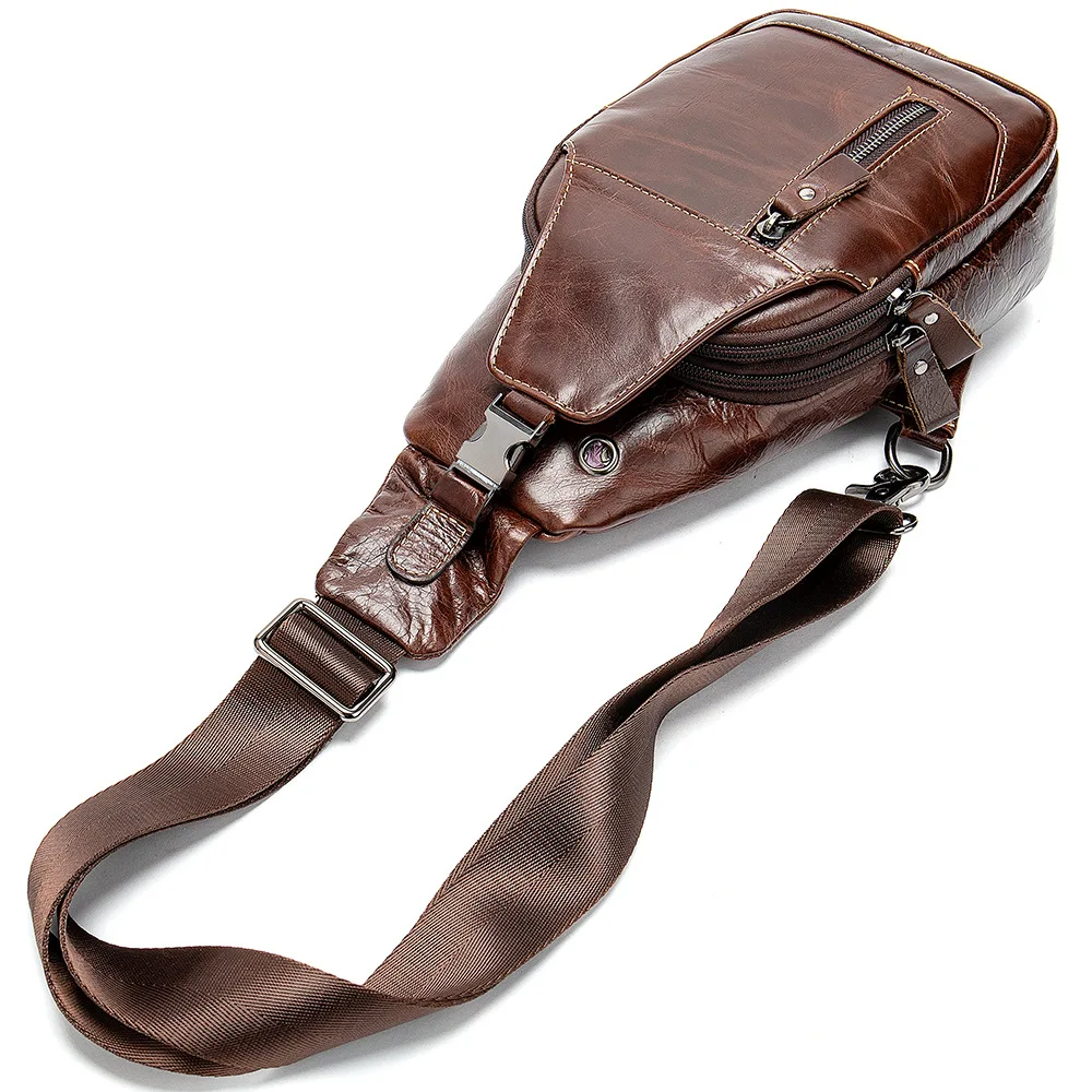 Men Chest Bag New Arrival Multifunction Crossbody Cross Body Bags Waterproof Casual Cowhide Leather Messenger Shoulder Bag Pack