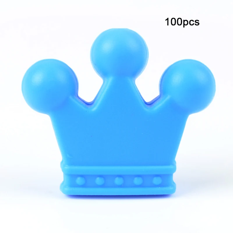 deep sky blue LOFCA 100 короны из силиконовых шариков, не содержащих бисфенола-а, Еда Класс Силиконовые Прорезыватели для зубов детские жевательные игрушки-прорезыватели игрушка «сделай сам» для соски-пустышки аксессуар - Цвет: deep sky blue
