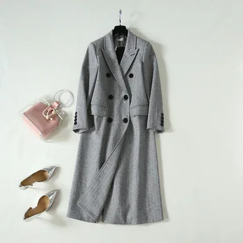 

Autumn winter women's elegant woollen coat Brand new high quality double-breasted overcoat B492
