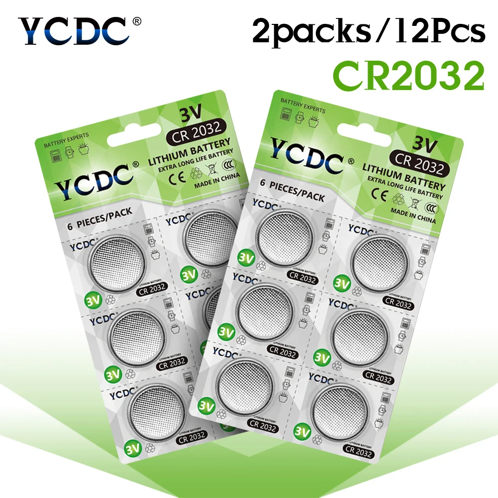 YCDC 12 шт. 3 В литиевая монета ячеек Кнопка батарея CR2032 DL2032 5004LC KL2032 для игрушечные часы электронные оригинальные высокое качество
