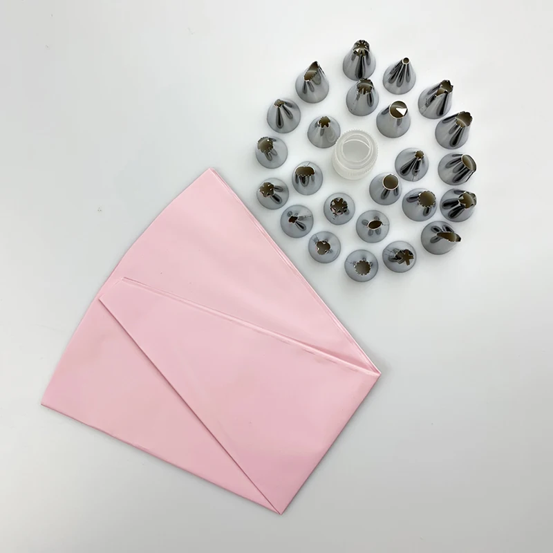 26 PCS/Set Cake decorating tool set Silicone Pastry Bag DIY Icing Piping Cream Reusable Pastry Bags+24 Nozzle Set Cake Tool