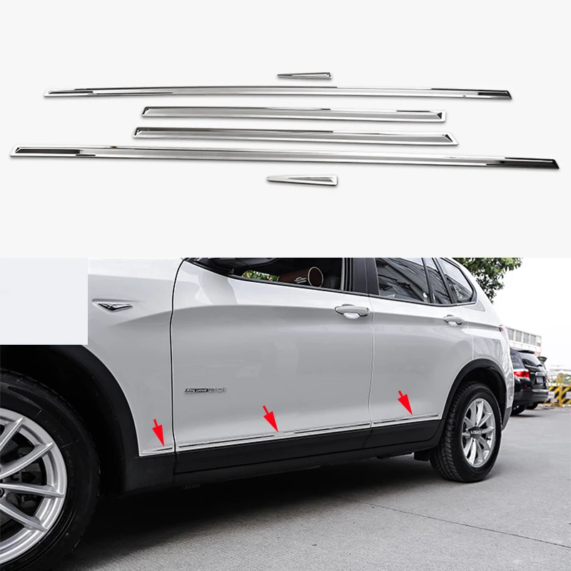 

6pcs Stainless Out Door Body Side Moulding Panel cover trim For BMW X3 F25 11-17