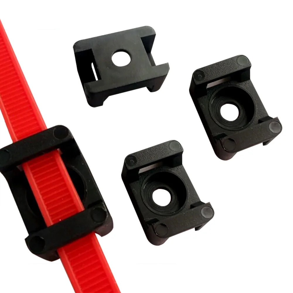 

500PCs Cable Tie Mount Wire Buddle Saddle Type Clamps Plastic Holder Black Base Saddle for Zip Cradle Mounts Bases Cable Holders