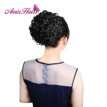 

Amir Afro Short Synthetic Kinky Curly Ponytail Chignon for African American women Bun Drawstring Wrap Hairpiece Hair Extension