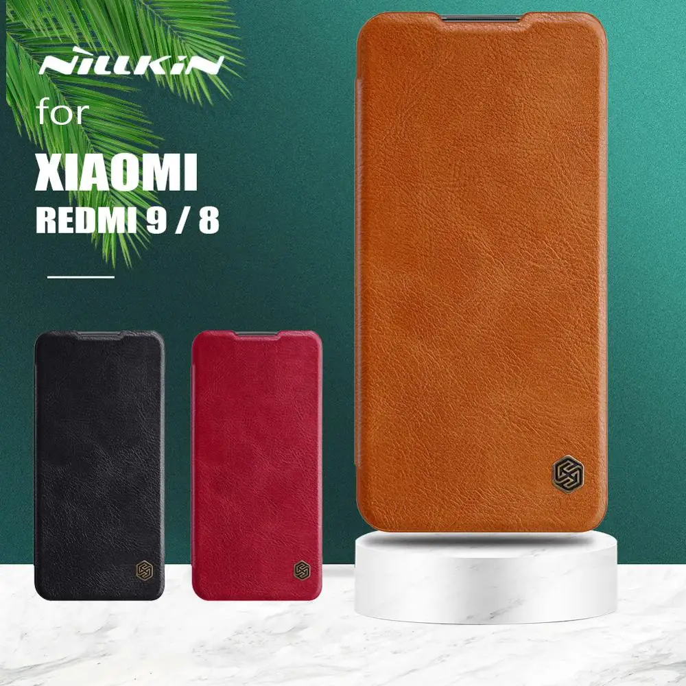 Флип чехол Nillkin Qin для Xiaomi Redmi 9 8 кожаный роскошный деловой мягкий накладка на
