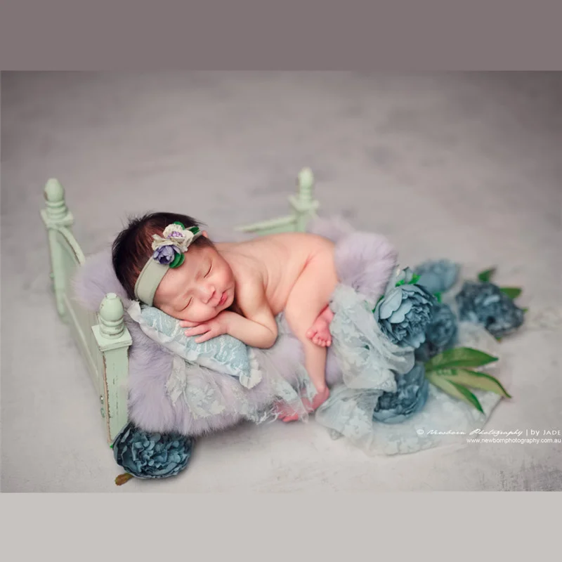 Baby Photo Props Retro Folding Bed Wood Baby Photography Studio Accessories Flokati Newborn Photography Baby Posing Bois Props