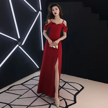 

Sexy Off Shoulder Butterfly Sleeve Oversize Lady Evening Party Gown Cheongsam Elegant High Split Spaghetti Strap Qipao Vestidos