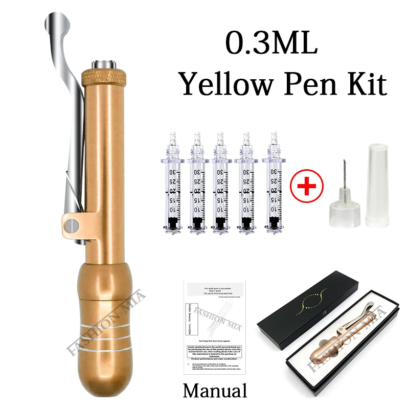 0.3 Yellow pen kit Мезотерапия гиалурон ручка 0,3 мл губ инъекции наполнителя ацидо хиалуронико без иглы губ гиалурон ручка для удаления морщин похудения - Номер модели: 0.3 Yellow pen kit