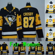 Женская одежда для взрослых с вышивкой Питтсбург#87 Sidney Crosby 71 Evgeni Malkin 58 Kris Letang 81 Phil Kessel Jersey