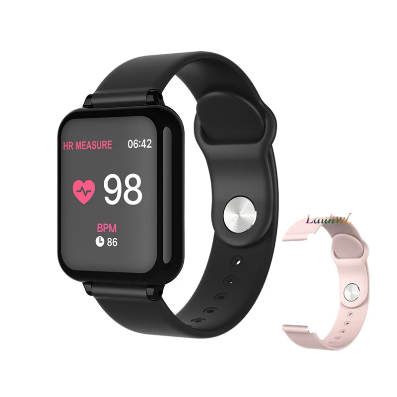 black add pink Strap B57 Смарт-часы для женщин и мужчин, умные часы, монитор сердечного ритма, несколько спортивных моделей, фитнес-трекер для мужчин и женщин, носимые для телефона HUAWEI - Цвет: black add pink Strap