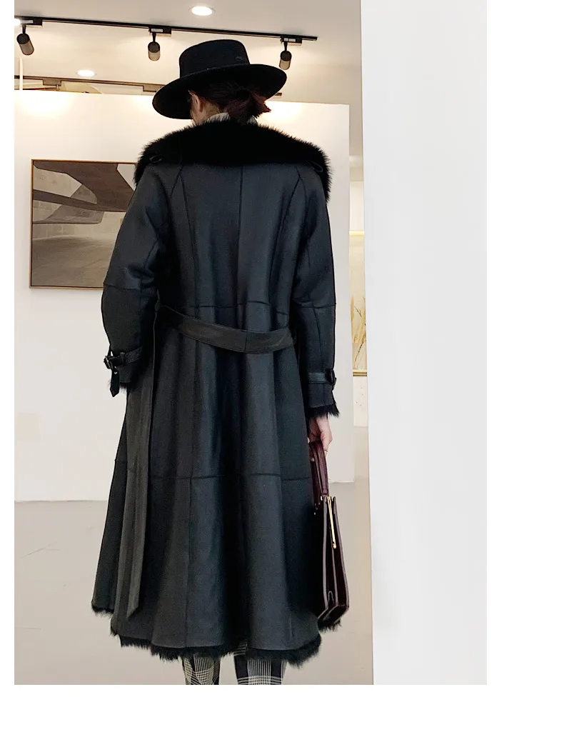 Зимнее женское пальто из натурального меха, куртка из короткой овечьей шерсти, женское длинное пальто из натуральной кожи, ветровка A19CP19087 KJ3399