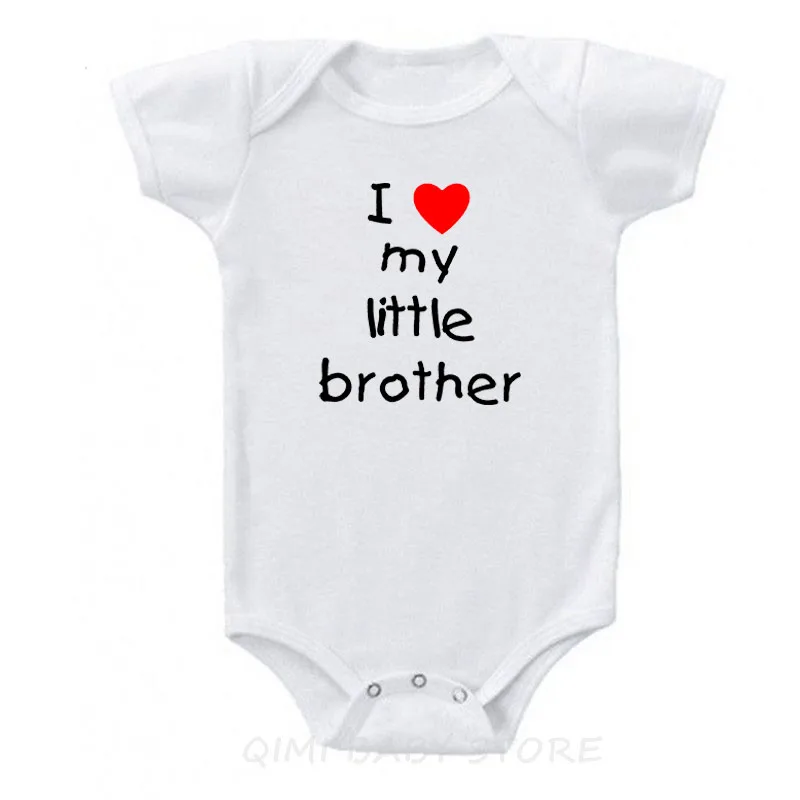 Little brother-White Хлопковый комбинезон с надписью «I Love My Little Big Brother» для новорожденных мальчиков; комбинезон с короткими рукавами для маленьких мальчиков - Цвет: Little brother-White